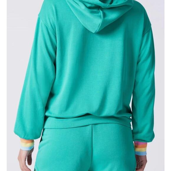 PJ Salvage Super Soft Live in Color Hoodie in Sage Green Rainbow Size: Medium - Picture 2 of 7